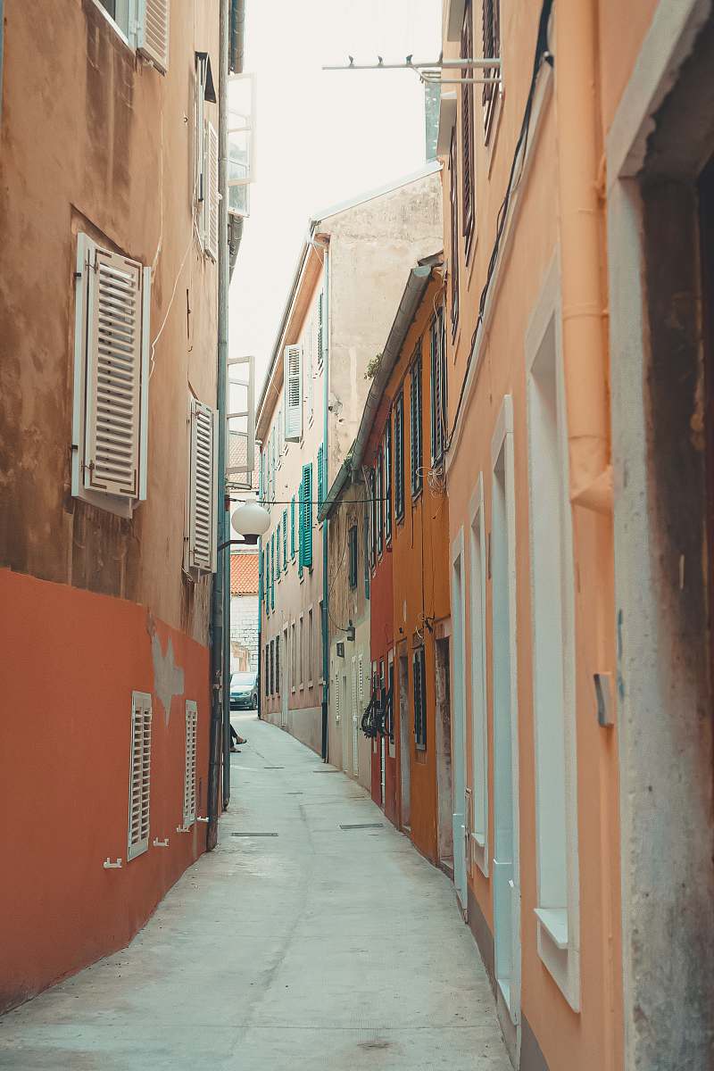 city building alley road