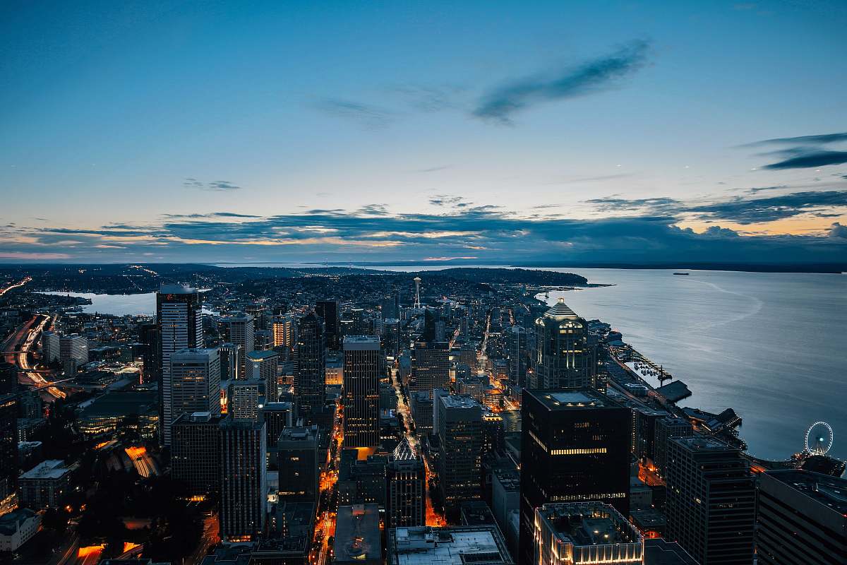 city city buildings under blue sky photography seattle