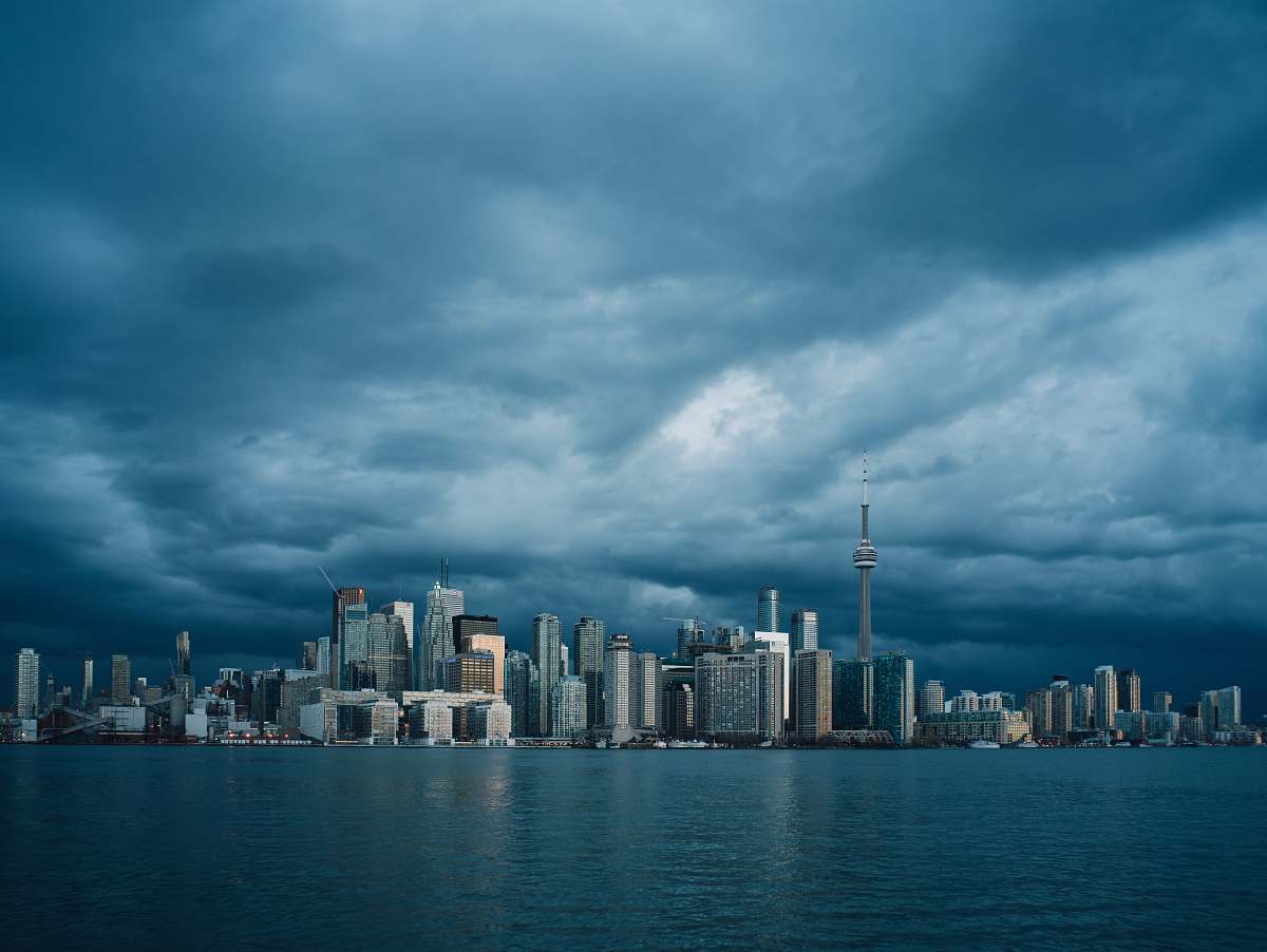 city CN Tower across bay town