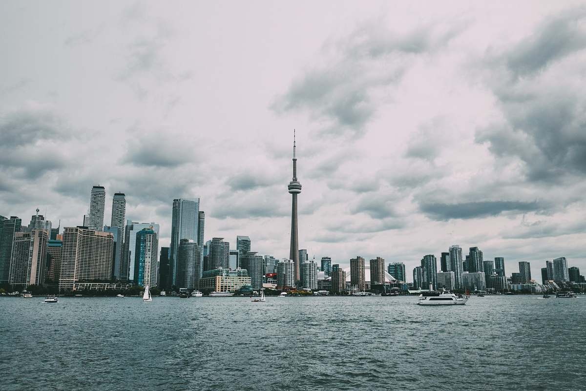 city CN Tower near buildings high rise
