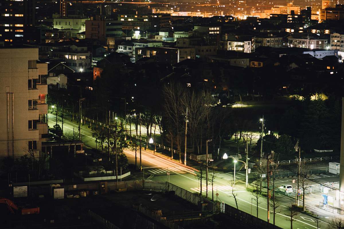 city empty road at night metropolis