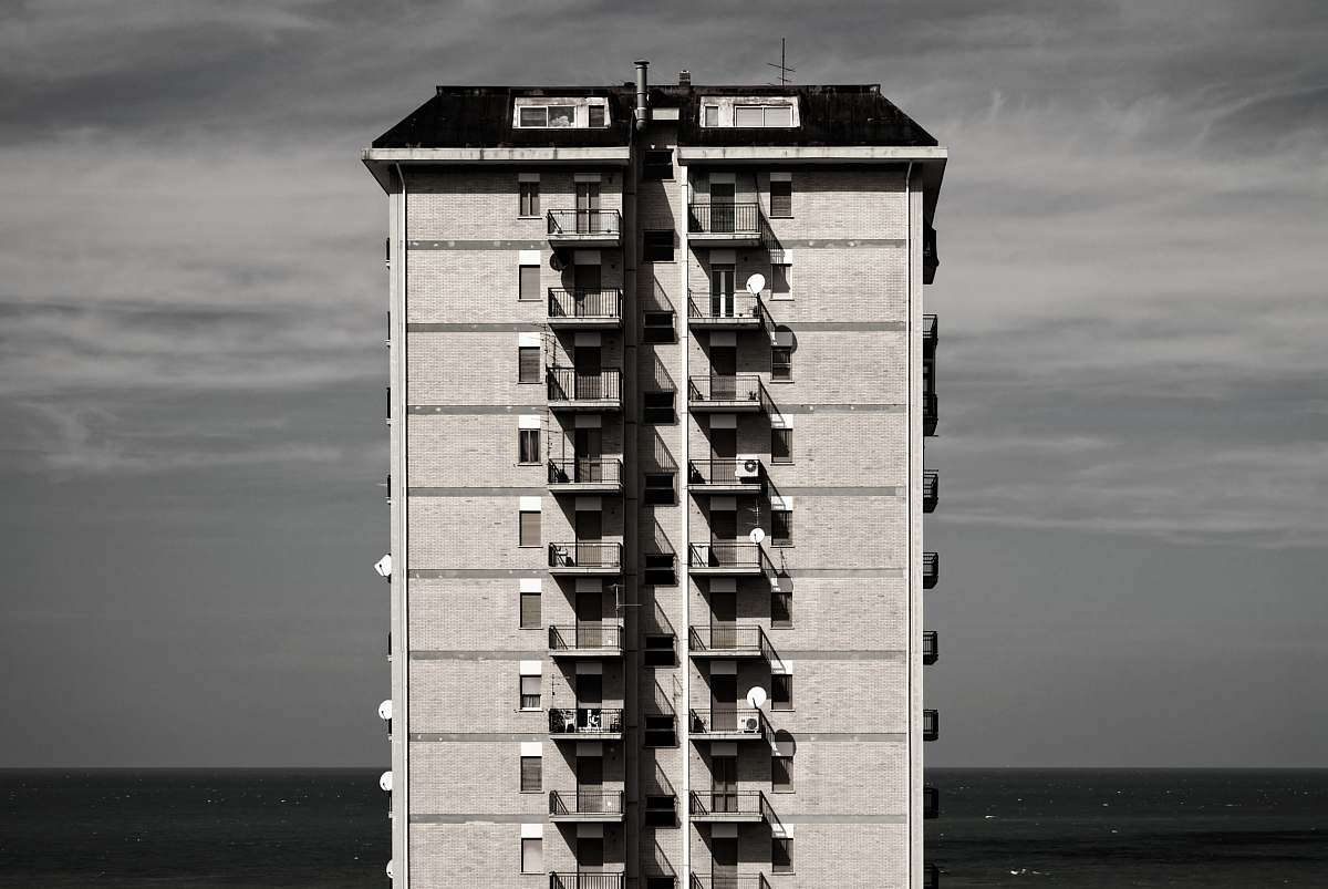 city gray and black concrete building town