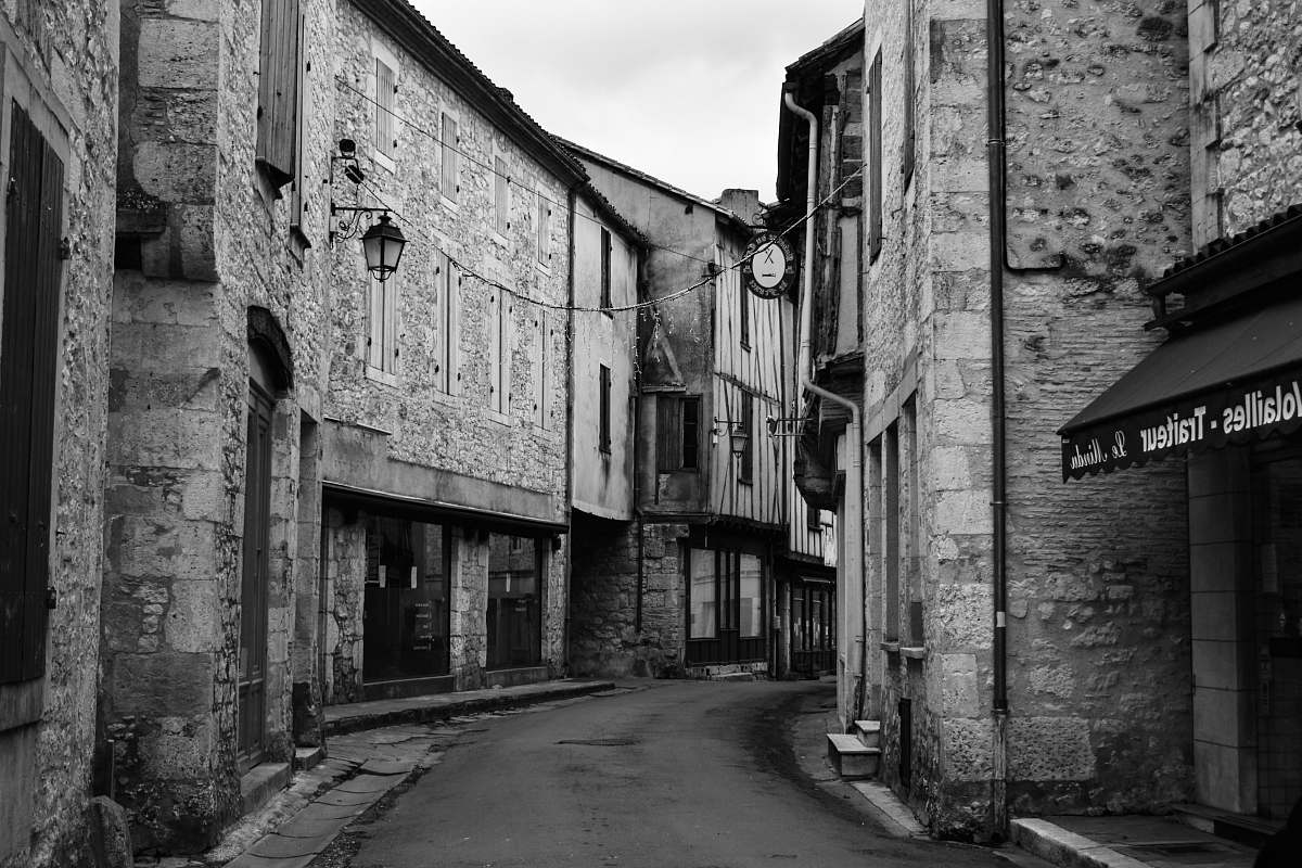 street gray concrete houses black-and-white