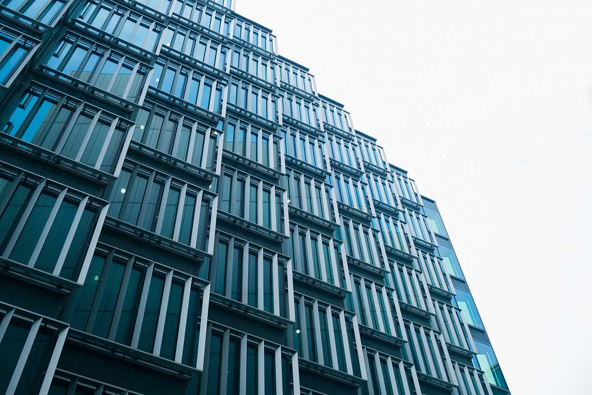 city gray curtain wall building ? office building