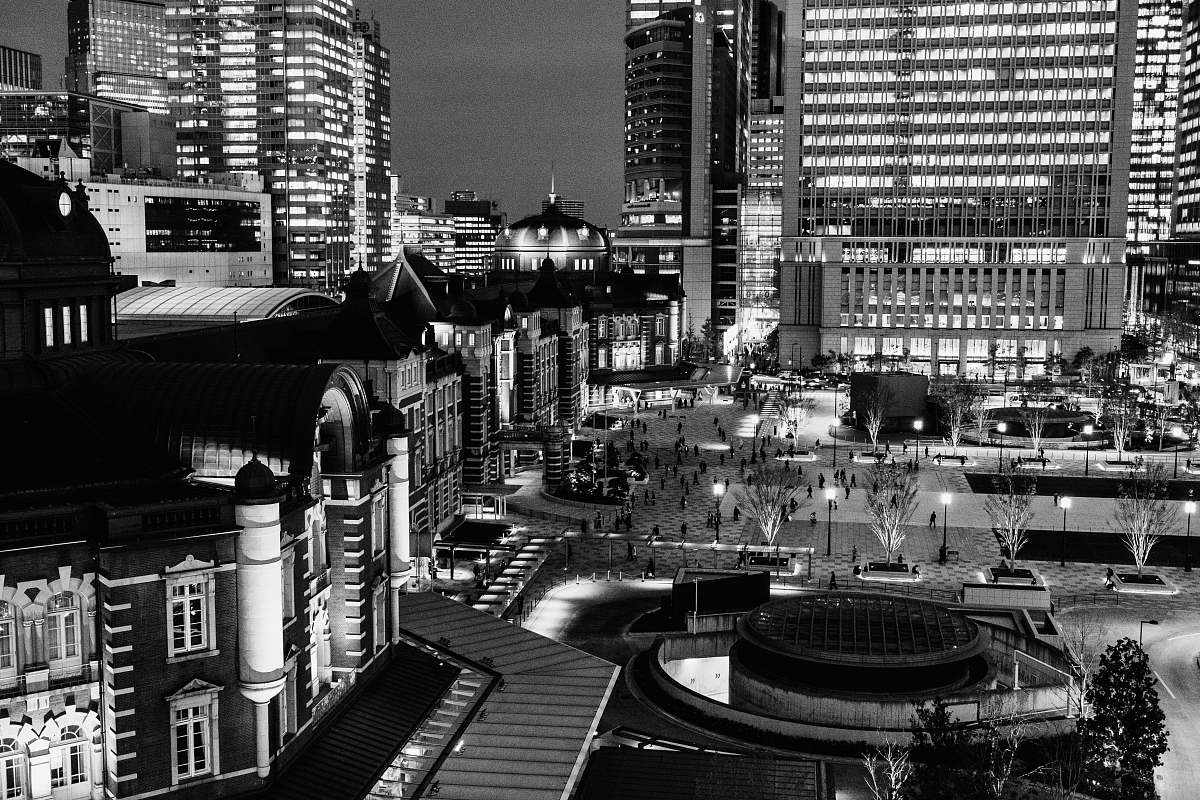 city grayscale photography of concrete buildings black-and-white