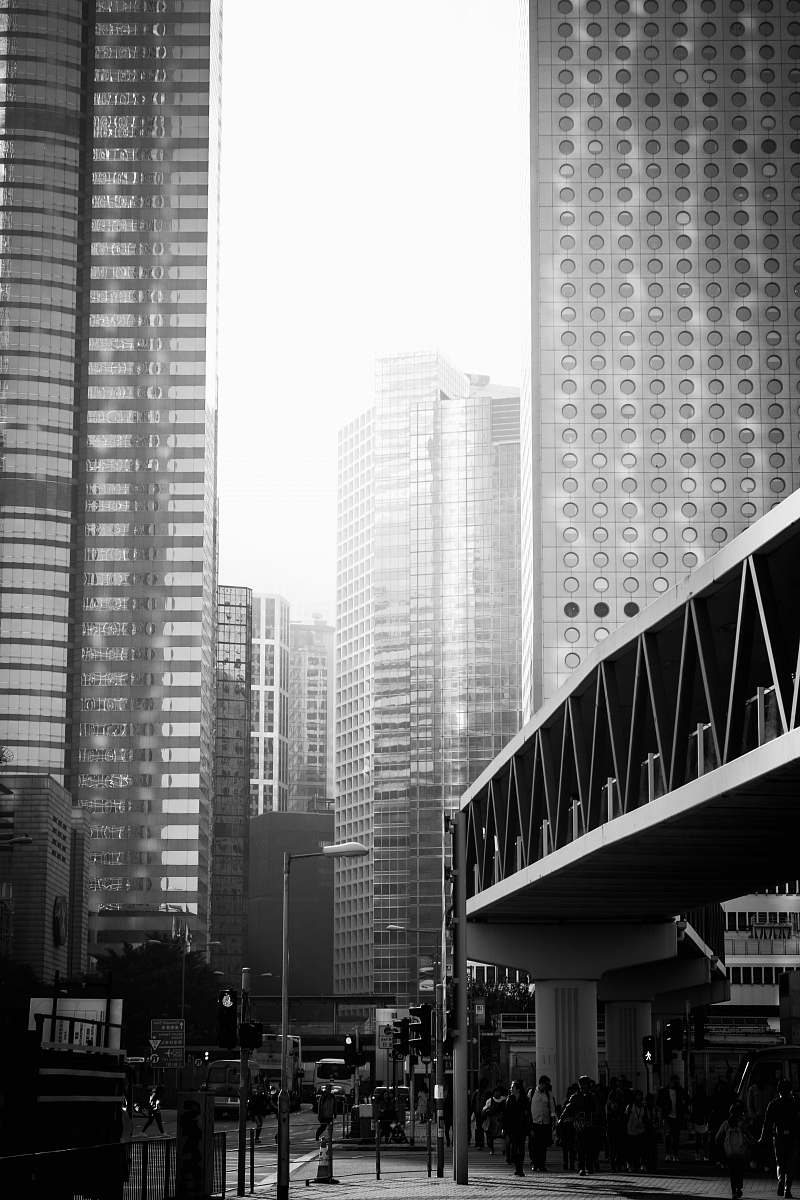 city grayscale photography of high rise buildings black-and-white