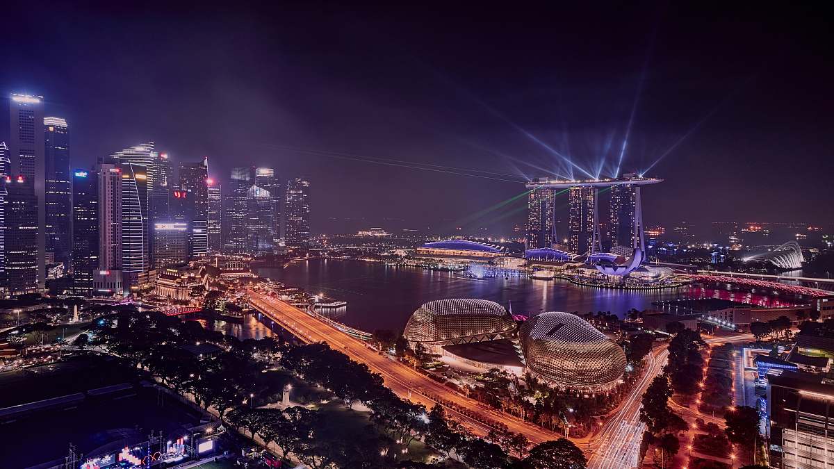 city high-angle photography of lighted buildings urban