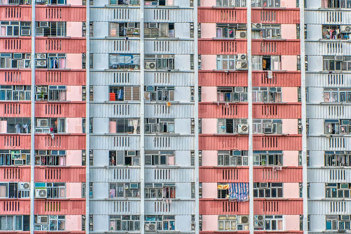 city orange and blue building high rise