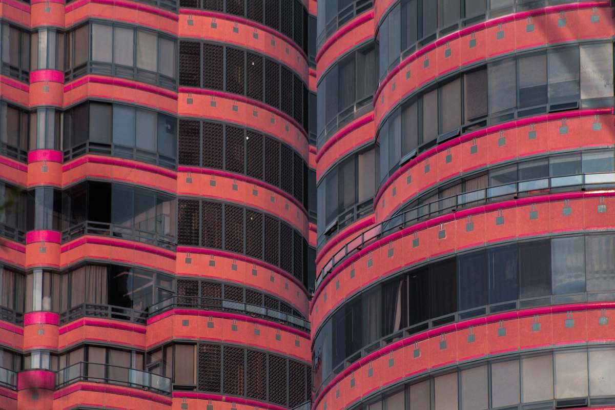 city pink high rise building high rise