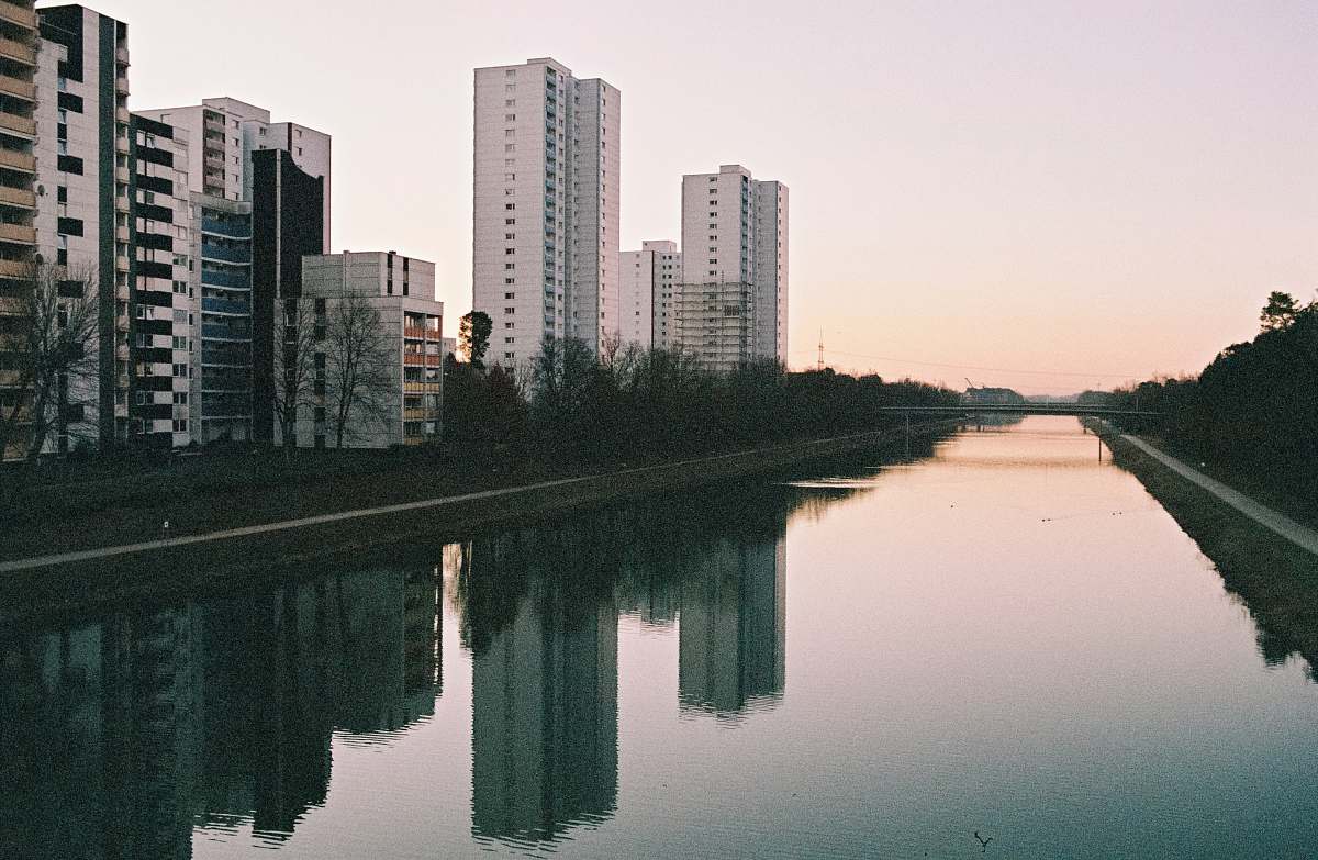 city river in city urban