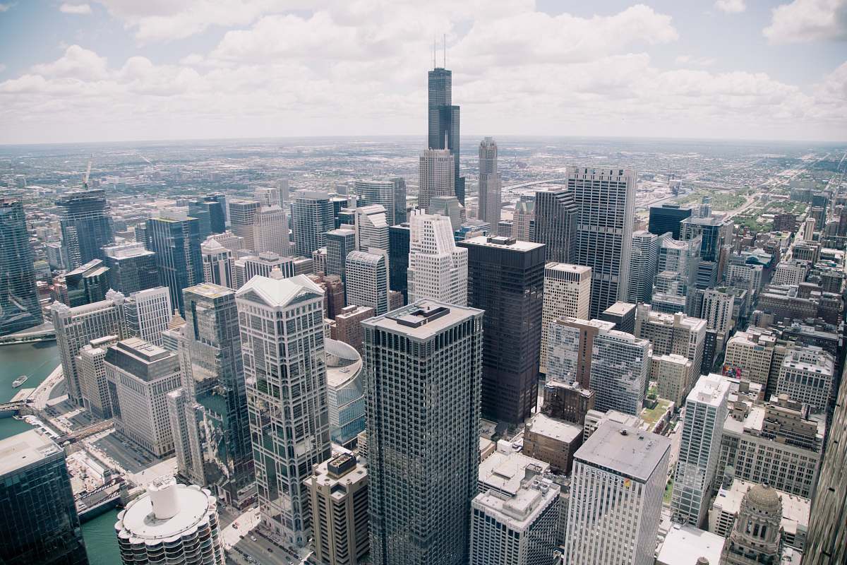 city Sears Tower, USA under white clouds at daytime chicago