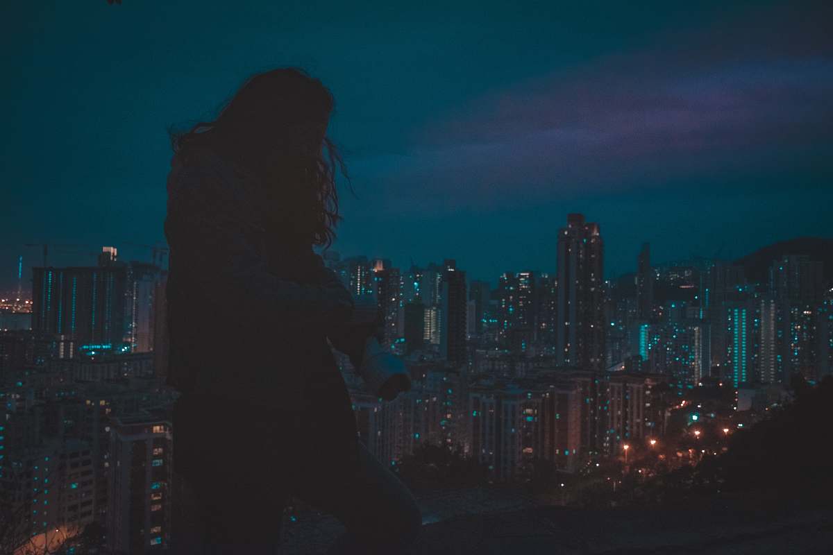 city silhouette of person metropolis