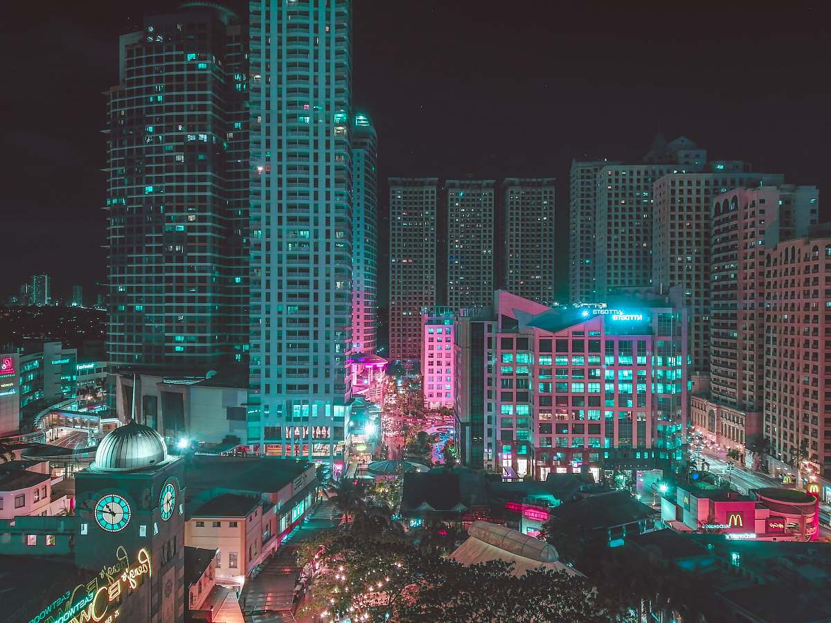 city skyline city view during nighttime downtown