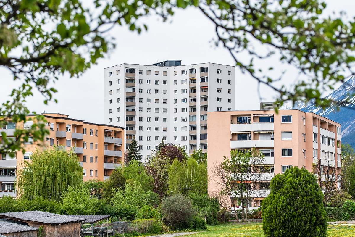 city three apartment complex with garden high rise