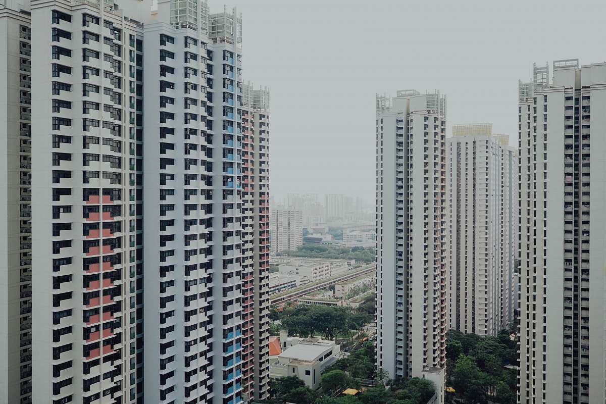 city white cement high-rise buildings high rise