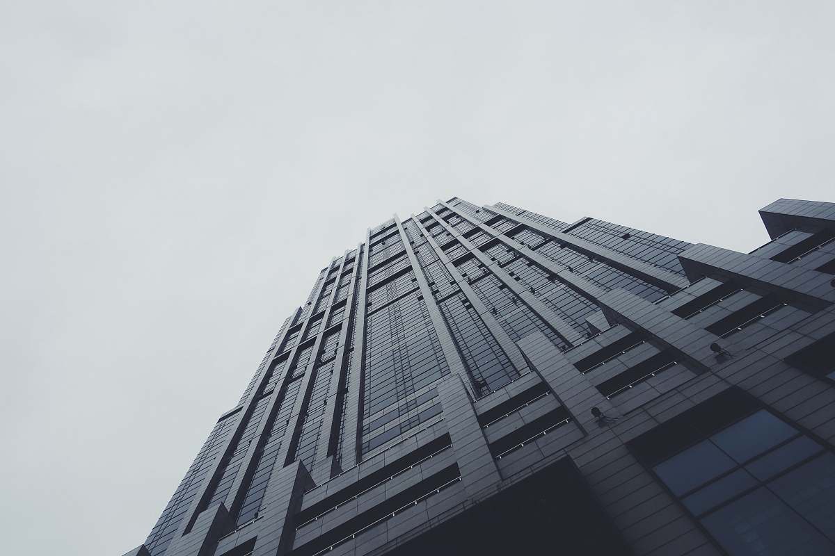 grey worm's-eye view photography of black building architecture