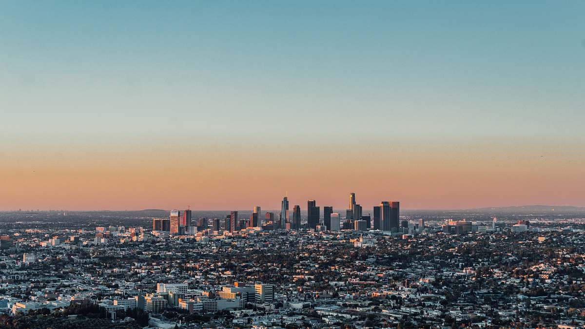 urban aerial photo of city town