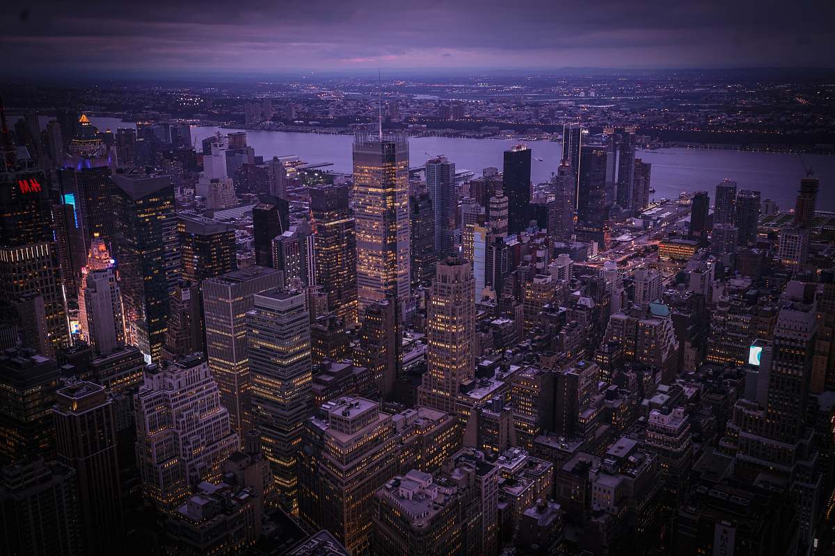 building aerial photo of New York City during night downtown