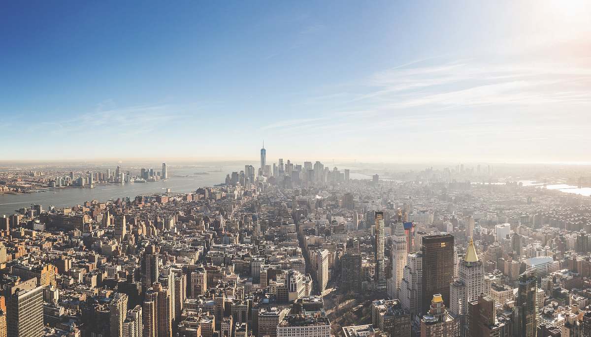 building aerial photography of city high-rise buildings surrounded body of water during daytime new york