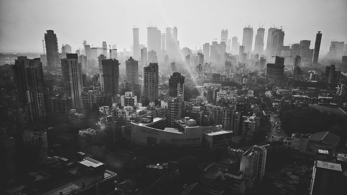 black-and-white aerial photography of high-rise buildings landscape