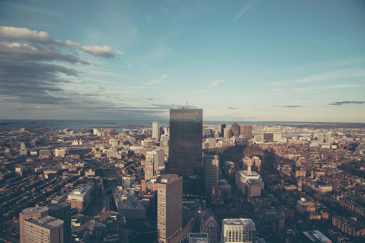 skyscraper aerial photography of high-rise buildings city view