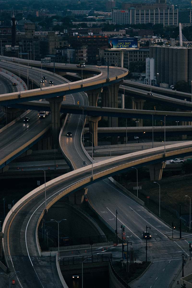 freeway aerial photography of roads road