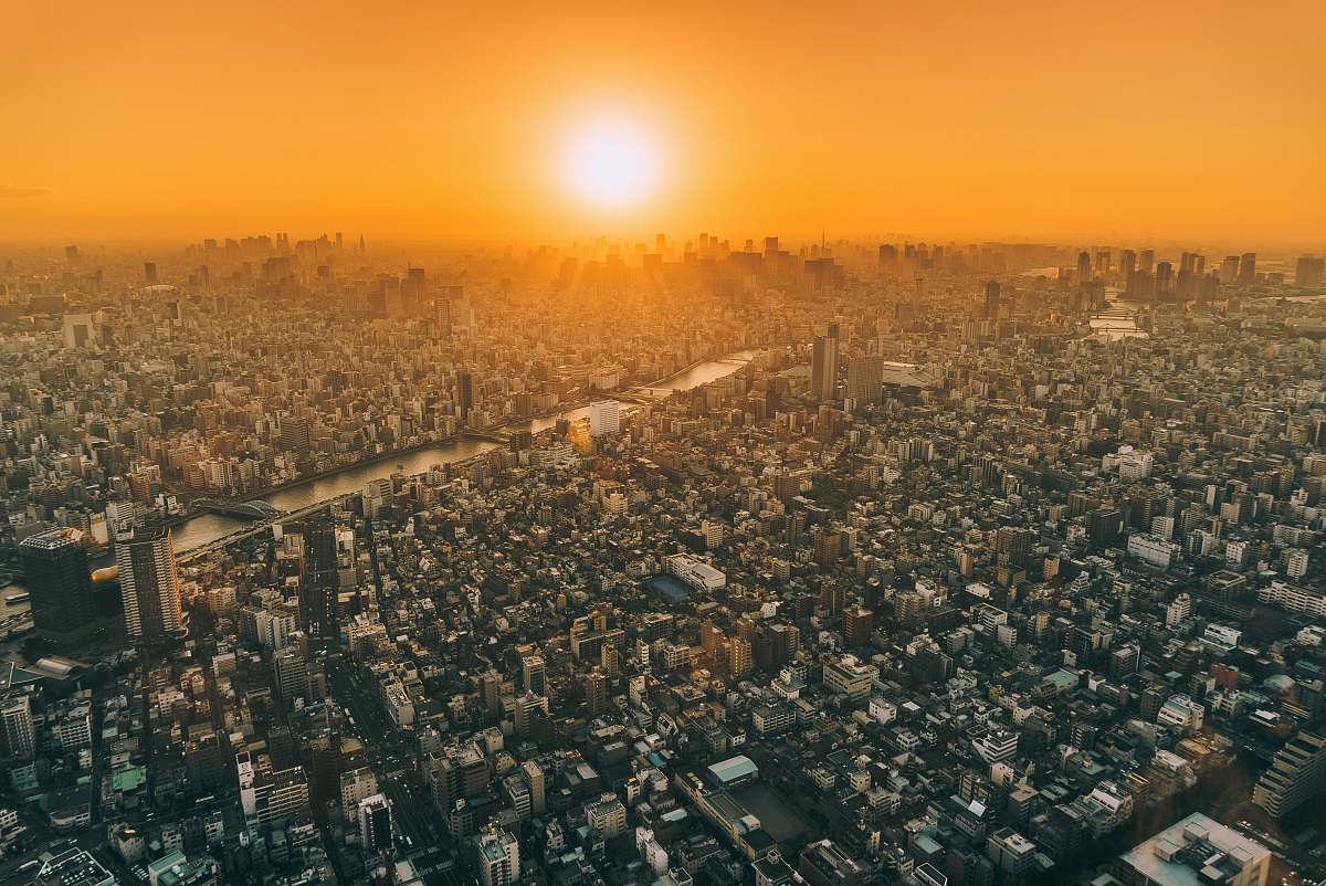 japan aerial view of city during golden hour tokyo
