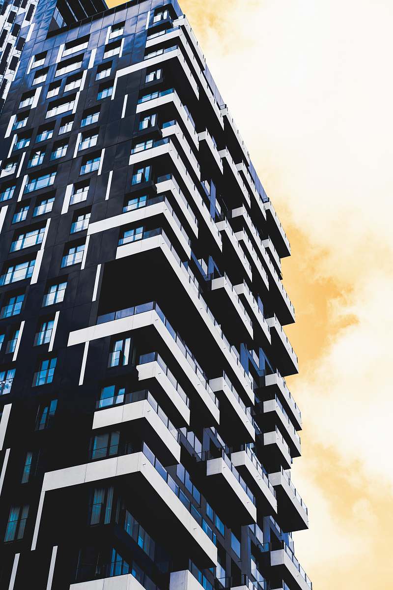 urban black and white high-rise building building