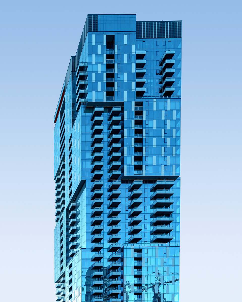 building blue concrete building close-up photo urban