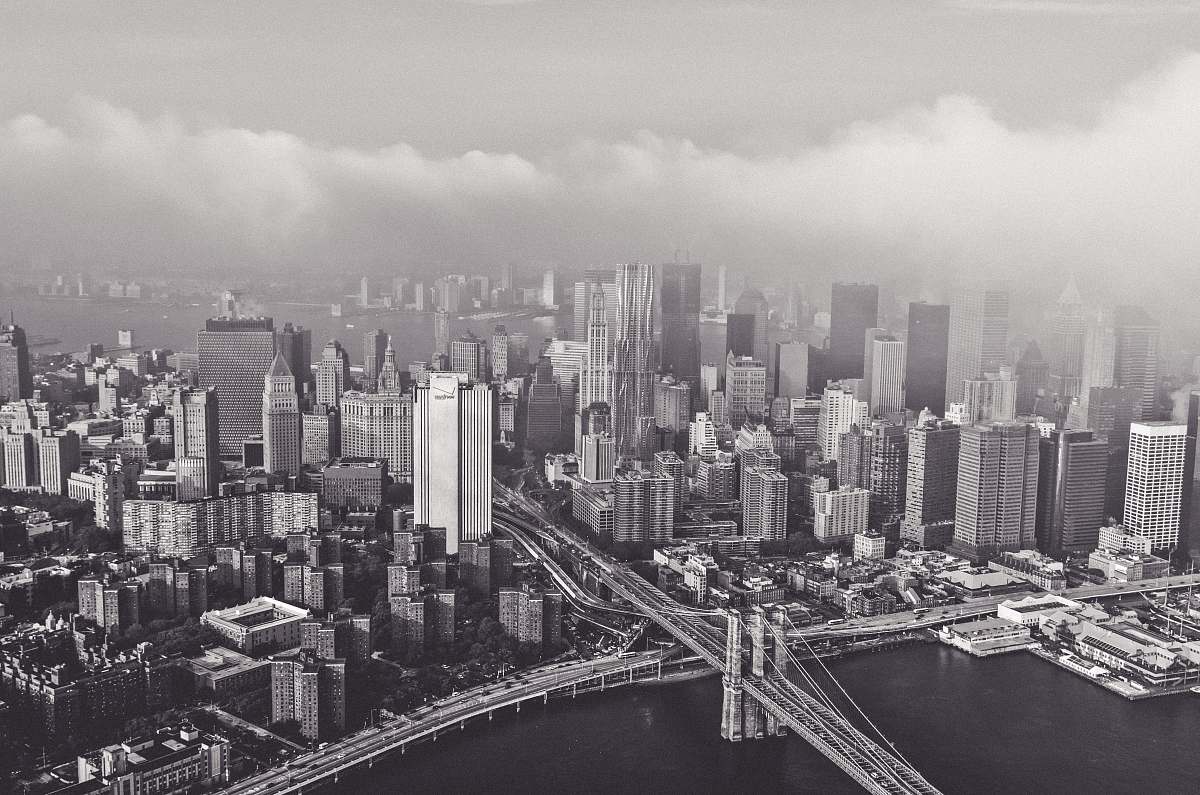 building Brooklyn Bridge, New York grey