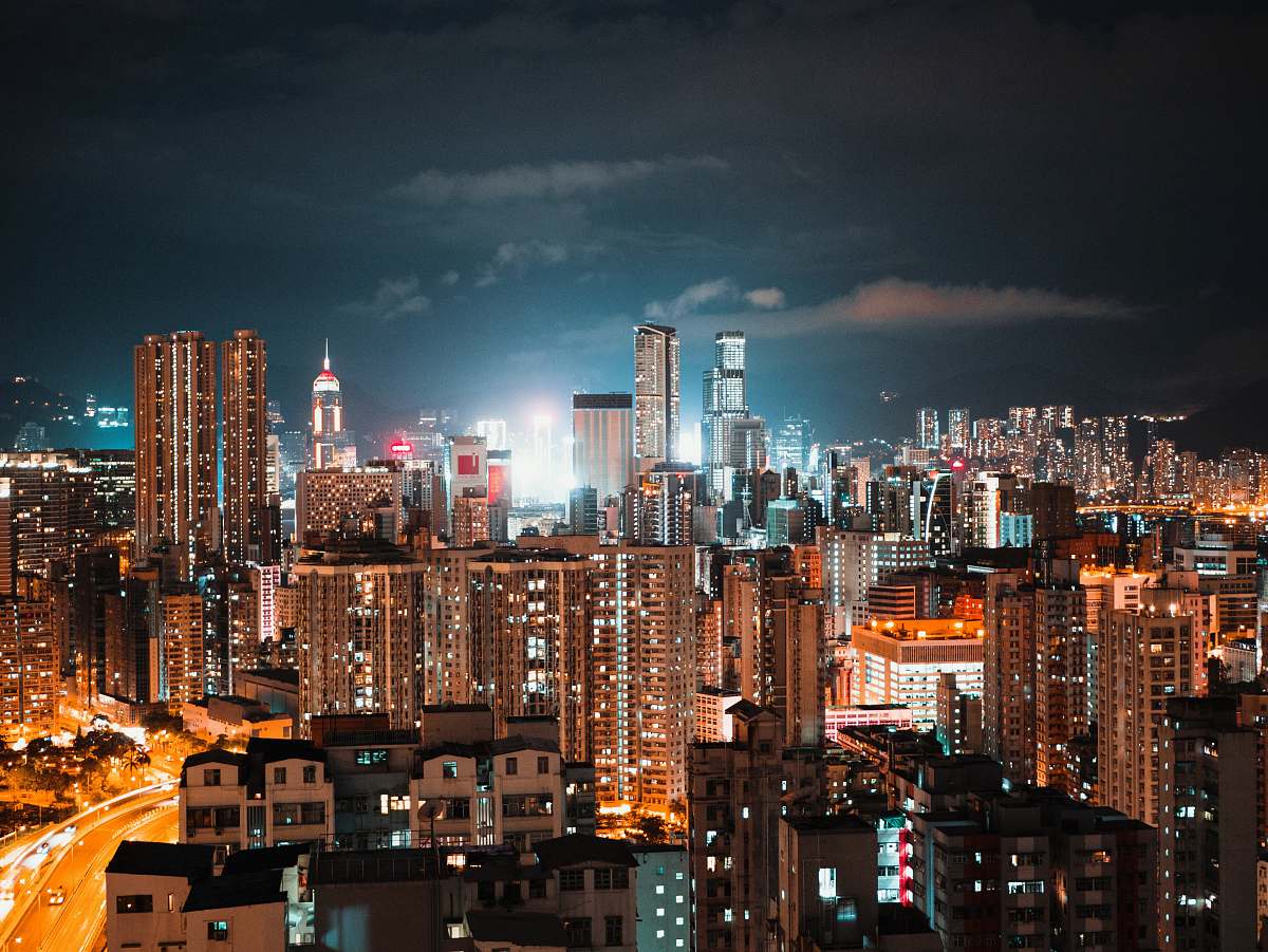 building building during nighttime town