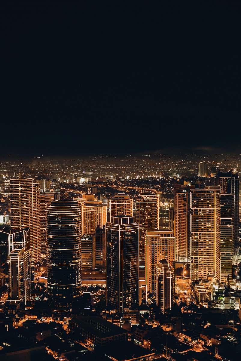 Downtown City Buildings During Night Time Urban Image Free Photo