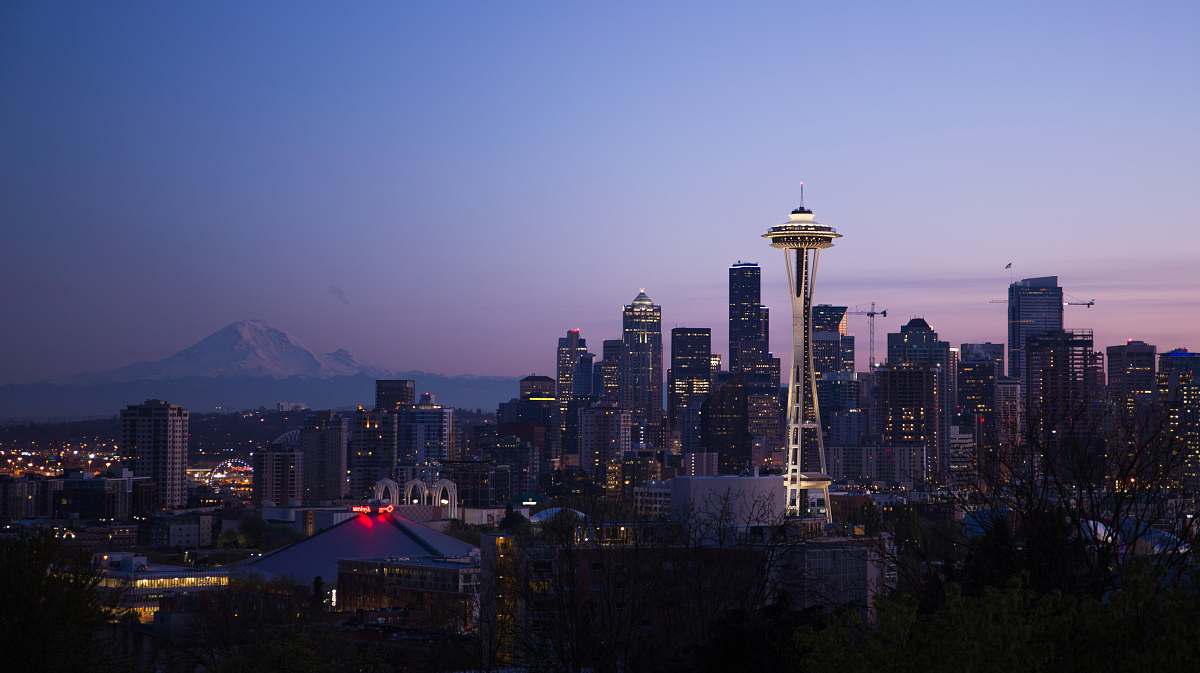 Seattle City Buildings During Night Time Night Image Free Photo