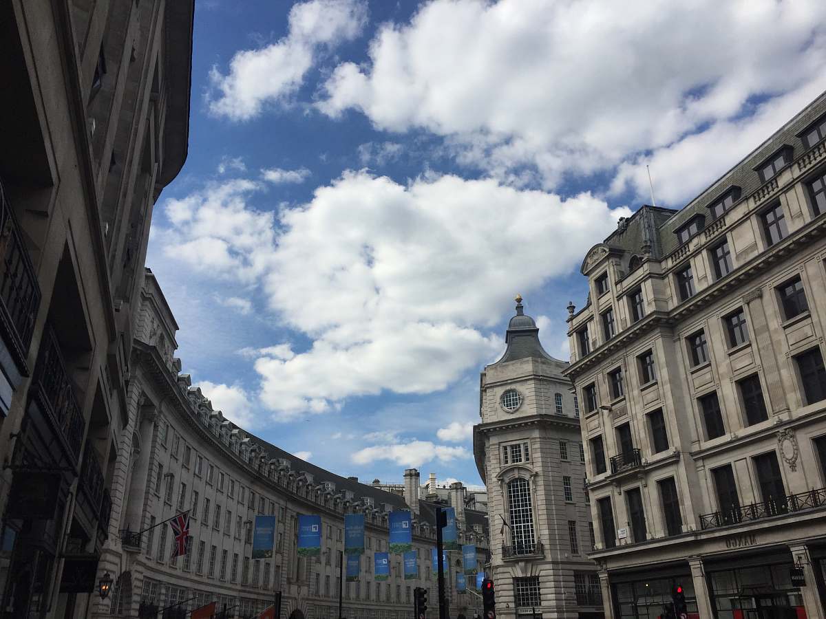 building clouds over buildings downtown