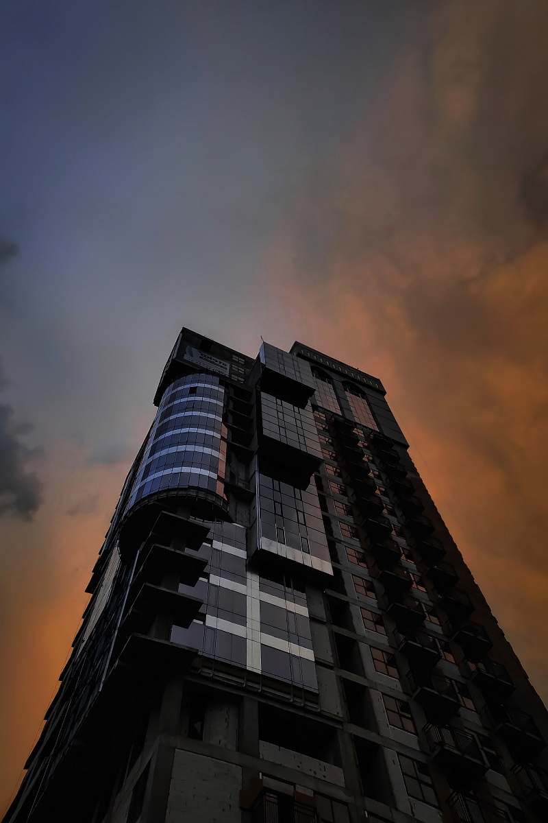 urban curtain wall building during golden hour building