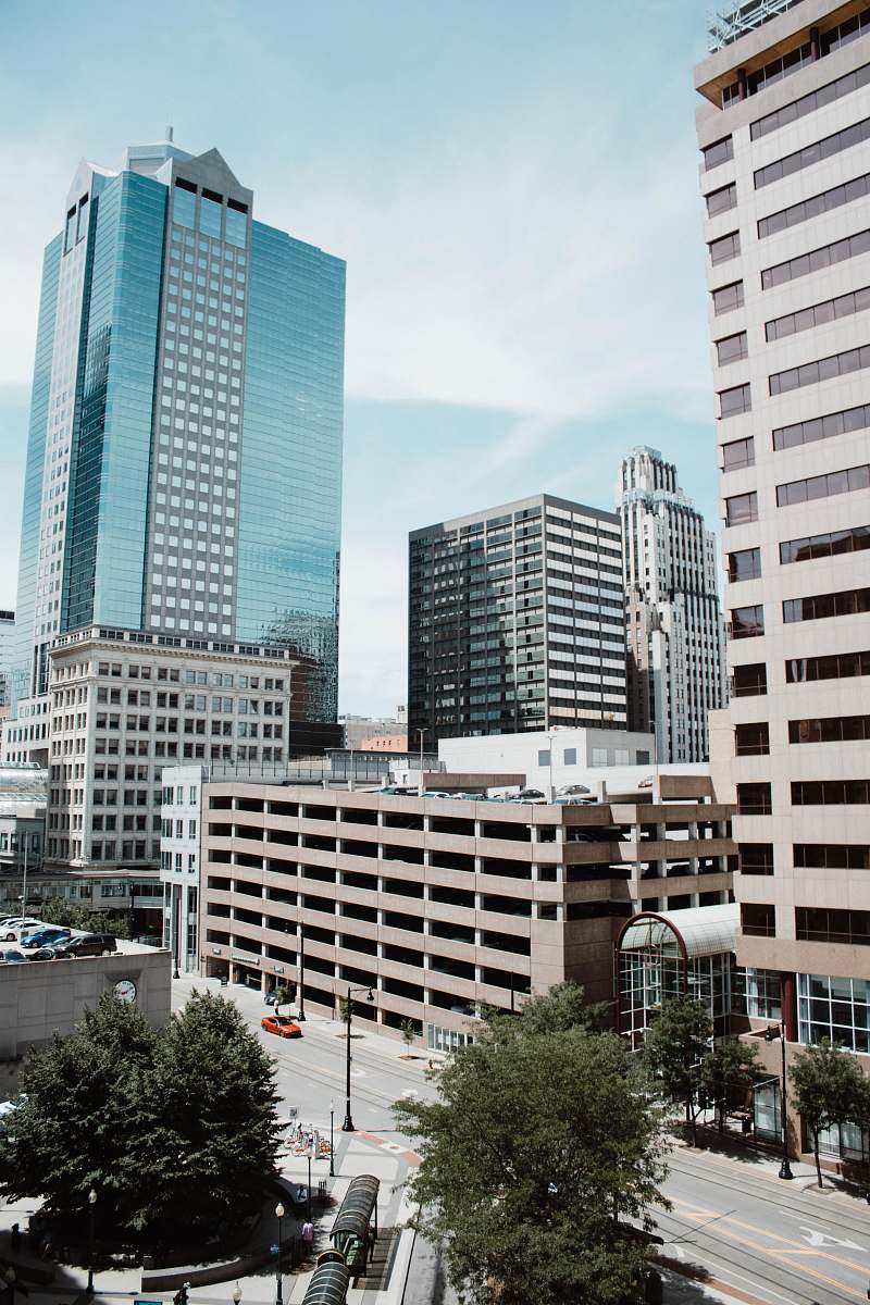 urban gray high-rise buildings building