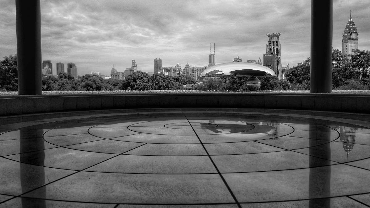 building grayscale photography of Cloud Gate black-and-white