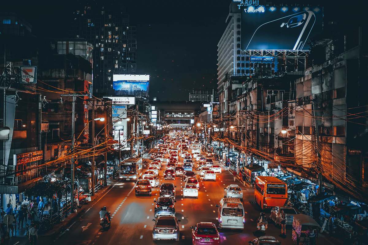 bangkok landscape of main road during night thailand