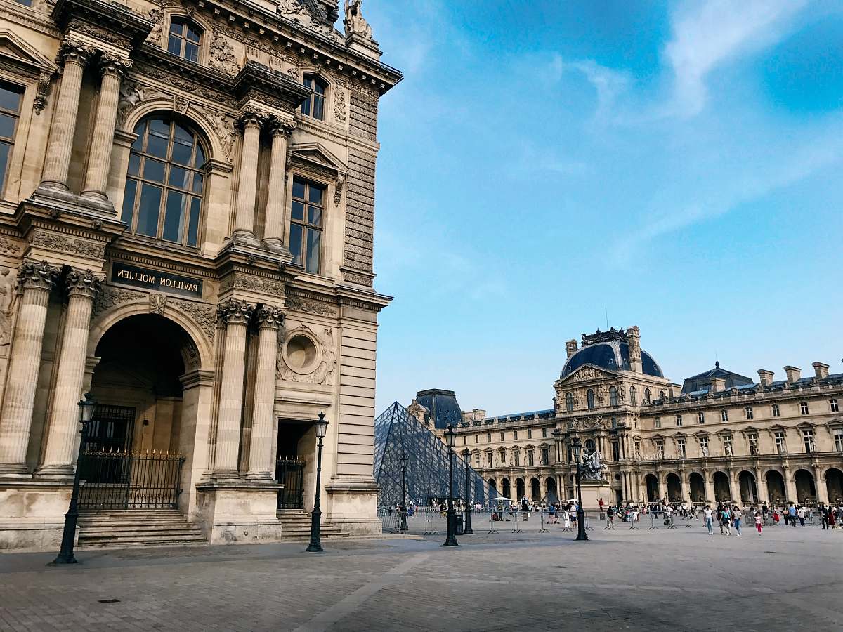 Building Louvre Museum In Paris Downtown Image Free Photo