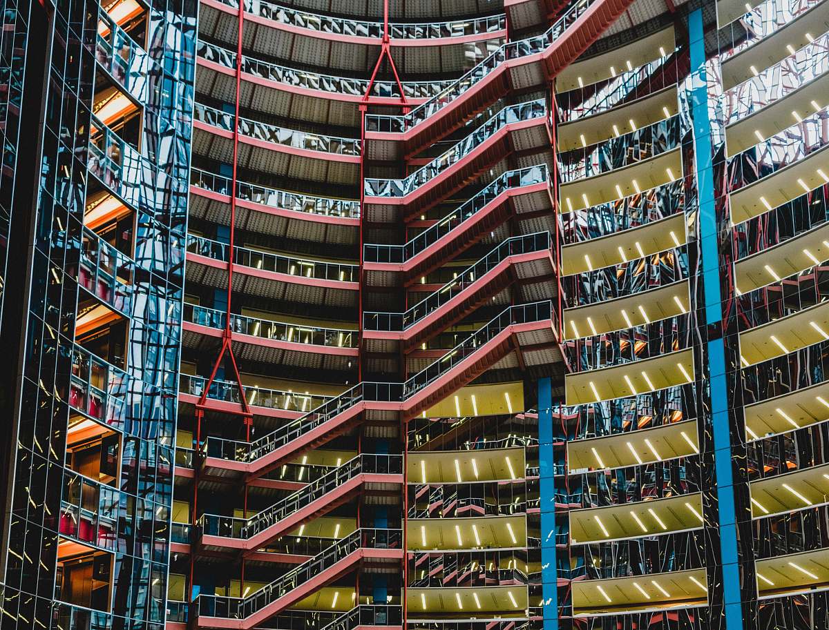 building low-angle photography of building interior high rise