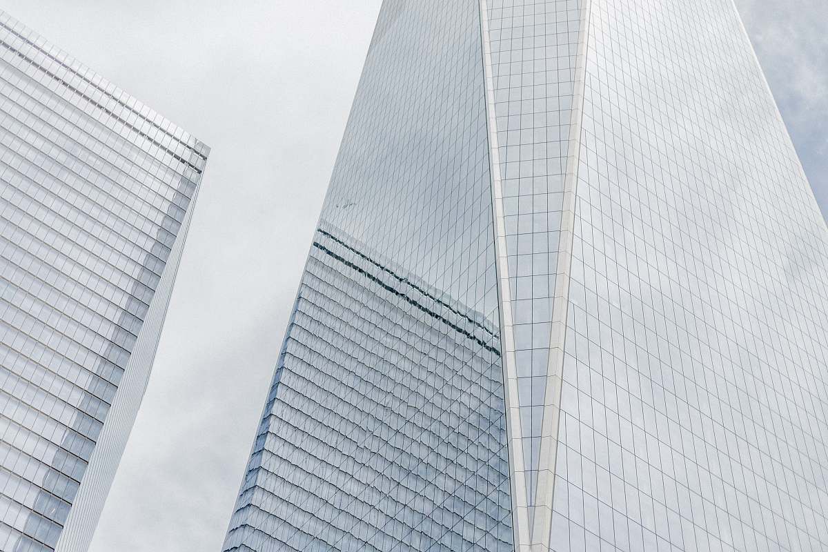 grey low angle view of high-rise building town