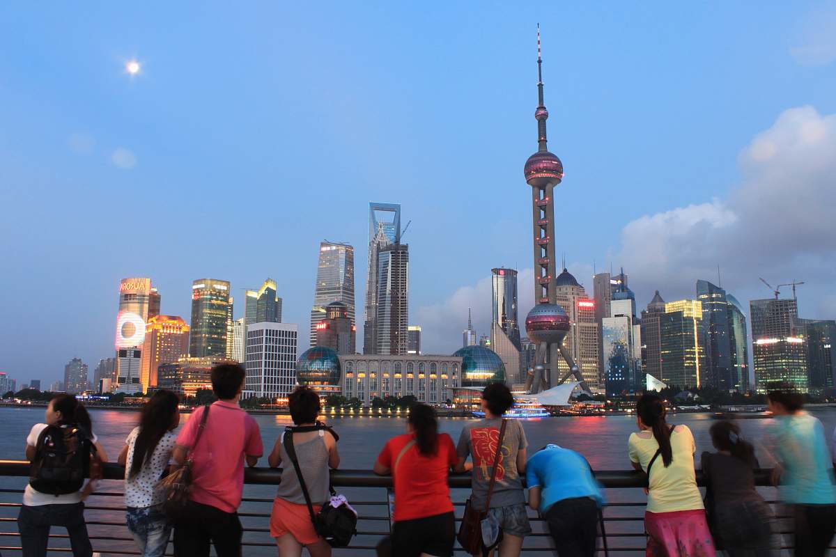 human people watching Shanghai Business district person