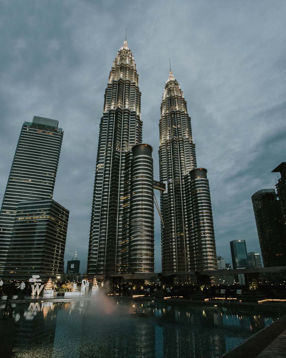 town Petronas Tower, Malaysia during night urban