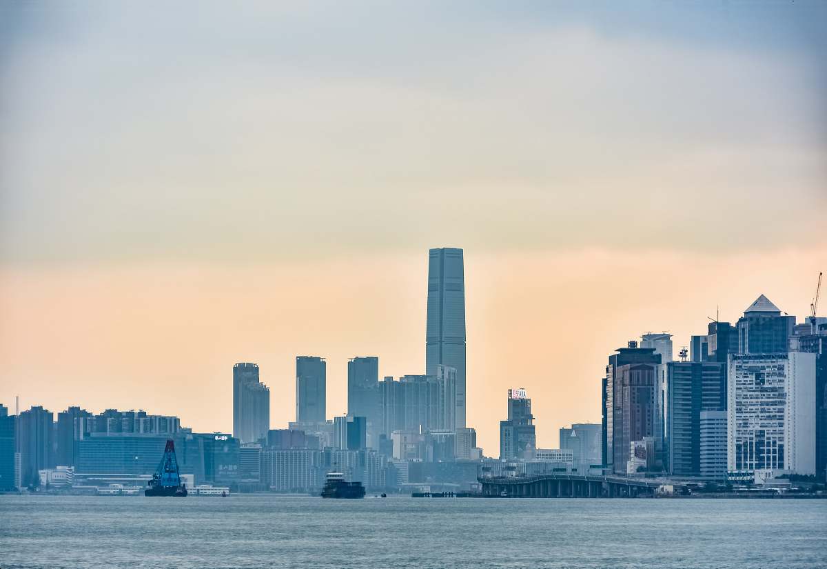 urban skyscraper view from sea building