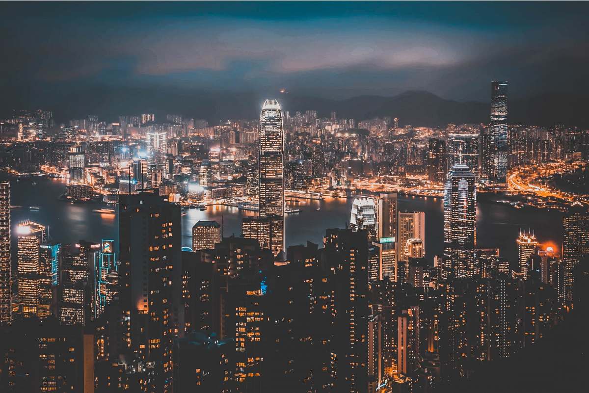 urban top view photo of buildings during night time hong kong