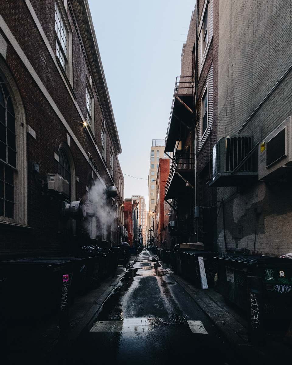 building vacant road during daytime urban