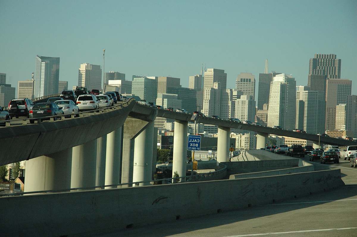 road vehicles on highway building