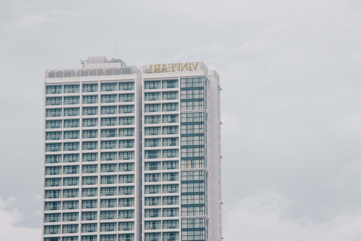 building Vinpearl building white clouds high rise