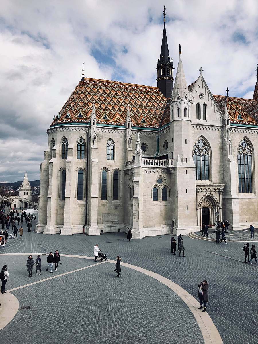 urban white and brown cathedral downtown