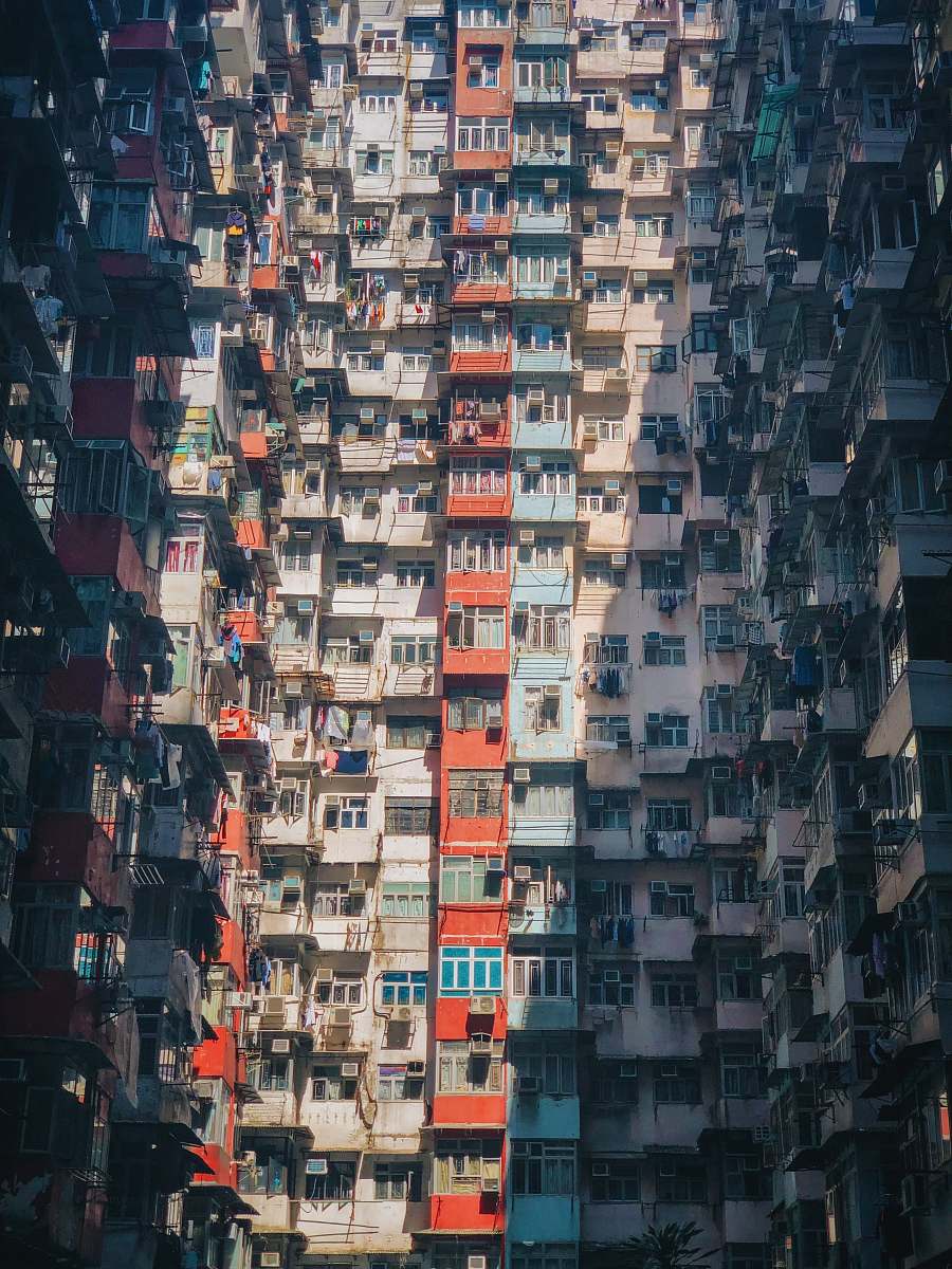 town white and red high-rise building urban